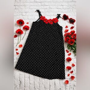 Gymboree Poppy Love Polka Dot Dress Girls Size 5 Red Flower A Line